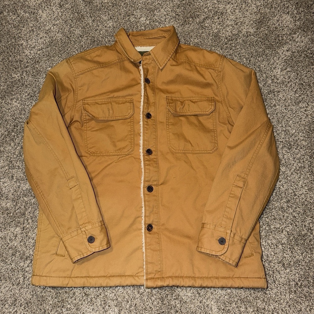VTG‎ St Johns Bay Jacket Mens L Brown Canvas Corduroy Collar Barn Chore Coat 90s